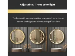 Espelho redondo LED para banheiro 80cm iluminação com 3 cores ajustáveis ​​antiembaçante 80x80cm