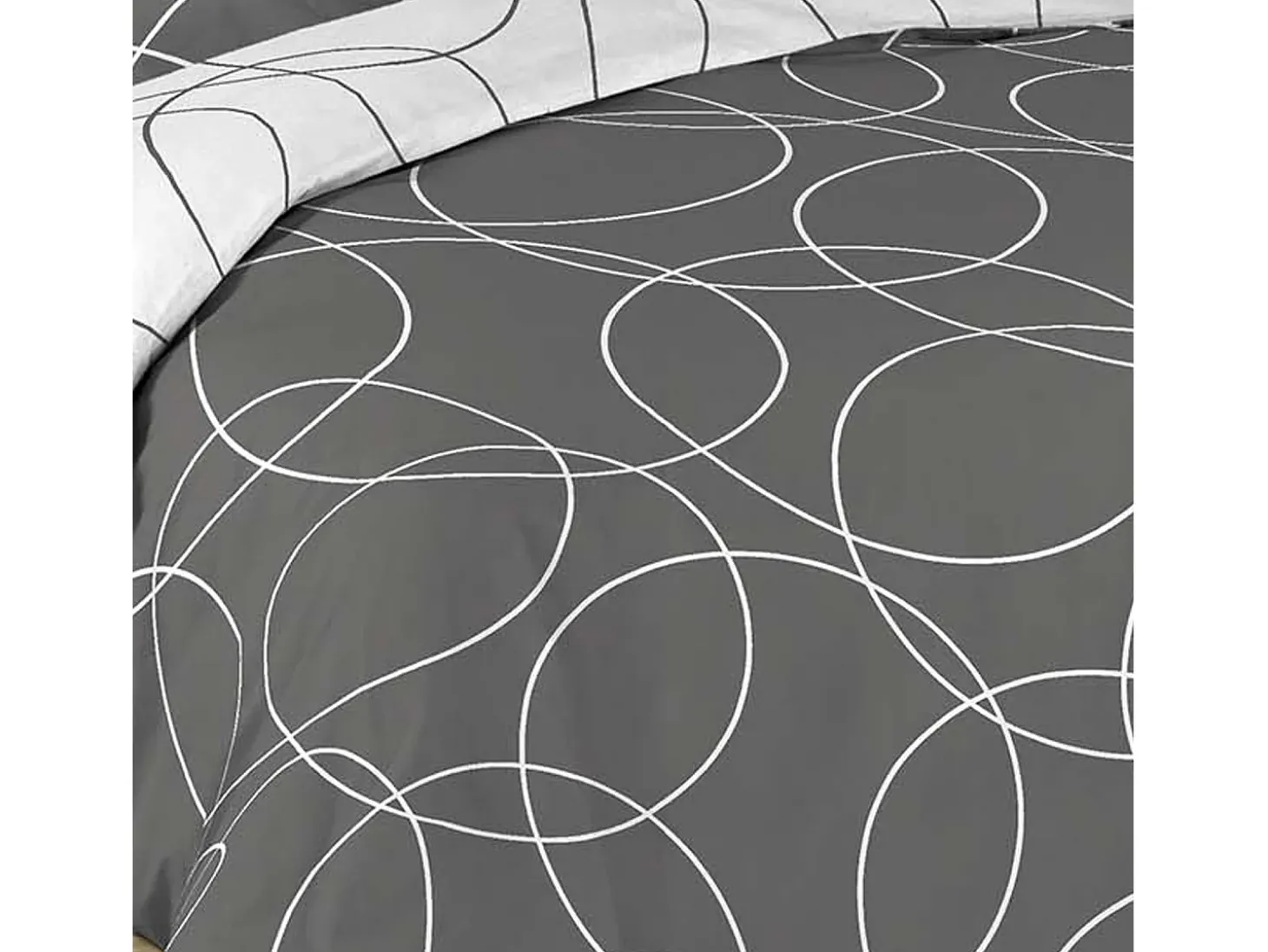 Jogo de Cama 2 Peças "Elton" 140x200cm Cinza e Branco Reversível