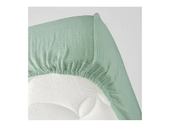 Lençol Ajustável em Gaze de Algodão Angelia 140x190 Salva - Suavidade e Elegância para um Sono Inigualável