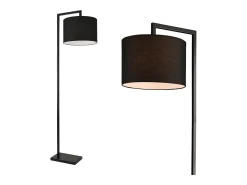 Luminária de chão com estrutura metálica e cúpula de tecido preto 161 cm 03_0002433