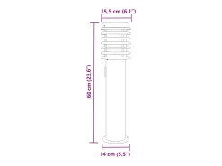 Luminária de chão externa com saída prateada 60 cm aço inoxidável Prata 02_0042533