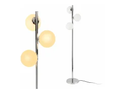 Luminária de chão luminária de pé metal e vidro 3 x E14 154 cm cromada e branca 03_0002438