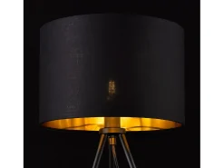 Luminária de mesa elegante luminária de leitura estilosa tripé E14 metal tecido altura 51 cm preto e dourado 03_0005275