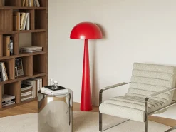 Luminária de pé cogumelo em metal, D. 50 x A.147 cm, Vermelho brilhante, RANDALL