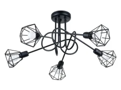 Lustres Lunova moderno, aço - 5 fontes de luz 4000K - L.58 x H.28.5 cm - preto