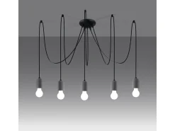 Lustres Neso Minimalista, Pvc/Concreto - 5 Lichtbronnen - L.100 X H.190 Cm - Cinzento Preto