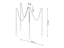 Lustres Neso Minimalista, Pvc/Concreto - 5 Lichtbronnen - L.100 X H.190 Cm - Cinzento Preto