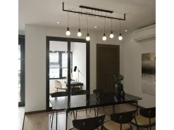Lustres Salamanca Moderno, Tecido/Aço - 4 Lichtbronnen - L.100 X H.150 Cm - Preto