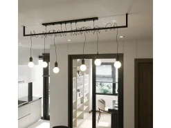 Lustres Salamanca Moderno, Tecido/Aço - 2 Lichtbronnen - L.50 X H.150 Cm - Preto