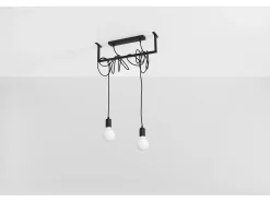 Lustres Salamanca Moderno, Tecido/Aço - 2 Lichtbronnen - L.50 X H.150 Cm - Preto