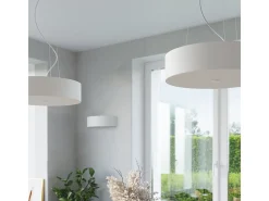 Lustres Skala Minimalista, Tecido/Vidro/Aço - 5 Lichtbronnen - L.50 X H.102 Cm - Branco