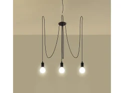 Lustres Speis sótão, tecido/aço - 3 fontes de luz 4000K - L.300 x H.150 cm - preto