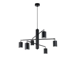 Lustres Torim moderno, aço - 6 fontes de luz 4000K - L.77 x H.125 cm - preto