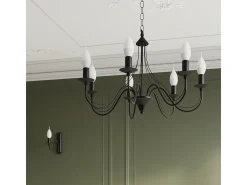 Lustres Vivow moderno, aço - 3 fontes de luz 3000K - L.60 x H.80 cm - preto