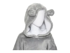 Manta Moletom com Capuz Infantil Urso Cinza 60x95 cm Macia e Quente Atmosphera