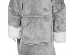 Manta Moletom com Capuz Infantil Urso Cinza 60x95 cm Macia e Quente Atmosphera