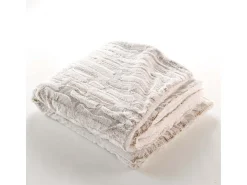 Manta Xadrez Imitação de Pele "Lince" 180x220cm Natural - Conforto Aconchegante e Luxuoso