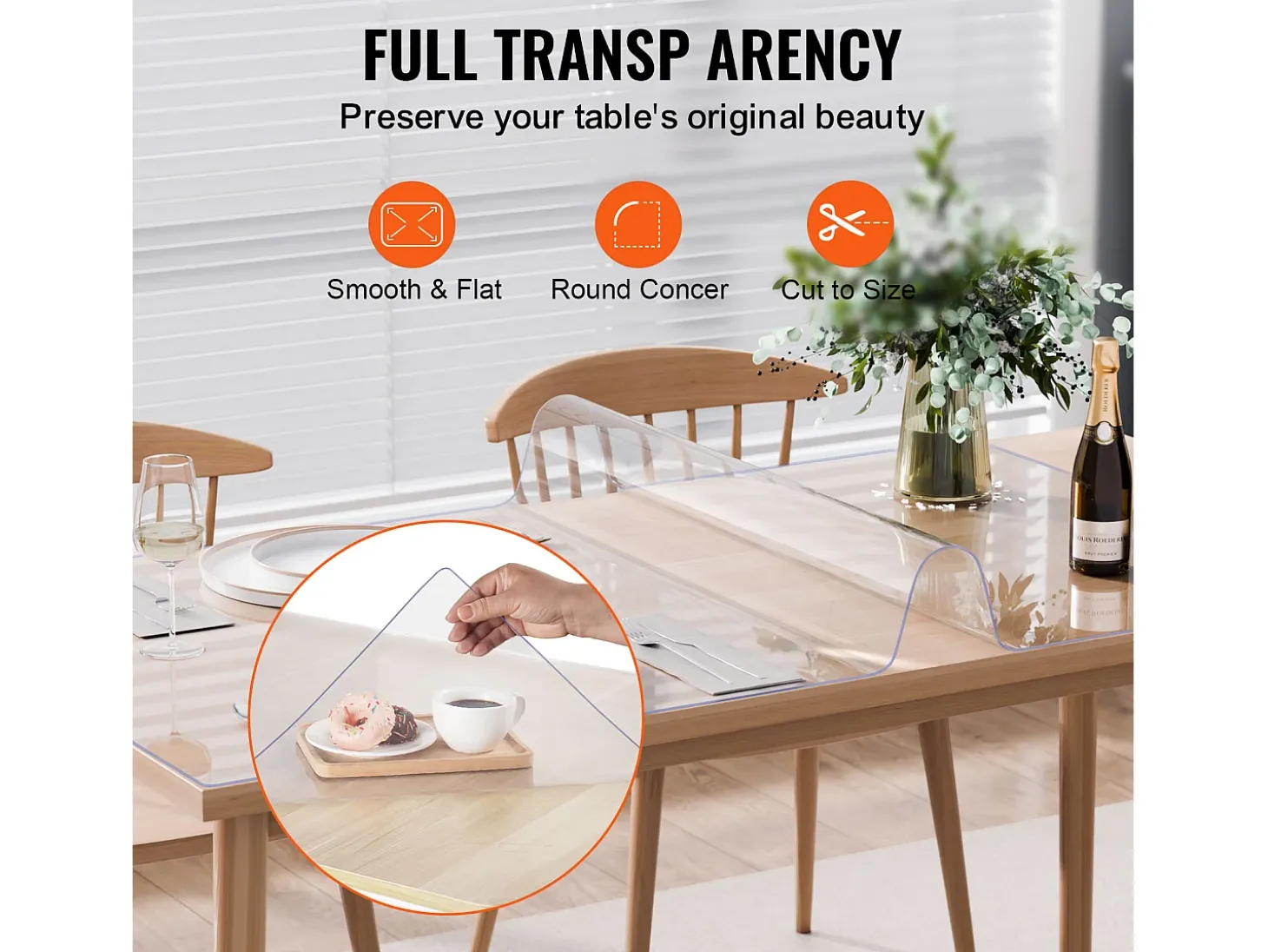 Mantel SucceBuy Proteção de Mesa em PVC, 61 X 122 CM, Pavio em Plástico Transparente, 0.2CM de Espessura