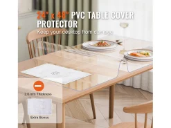 Mantel SucceBuy Proteção de Mesa em PVC, 61 X 122 CM, Pavio em Plástico Transparente, 0.2CM de Espessura