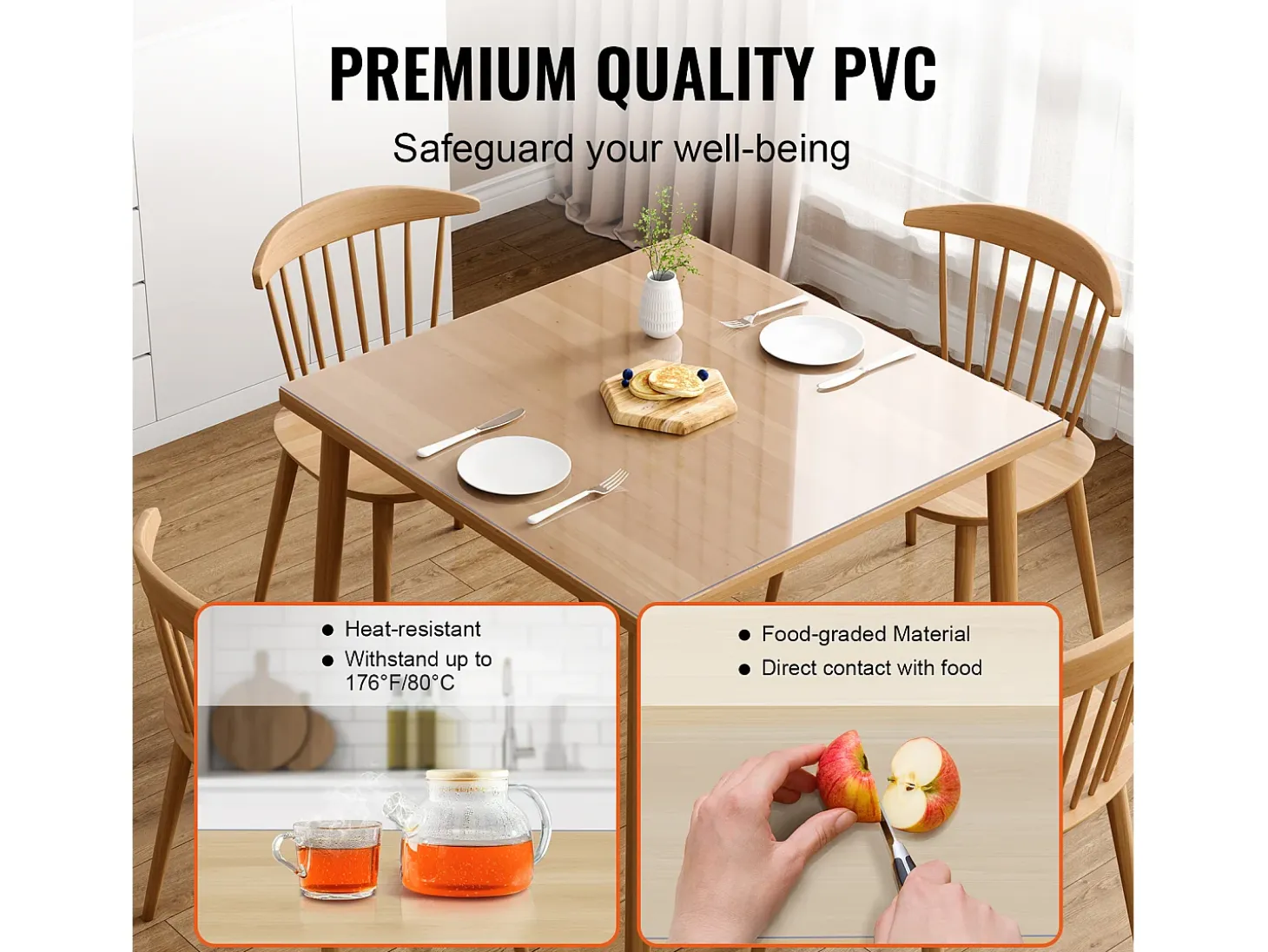 Mantel SucceBuy Protetor de Mesa em PVC 30 X 30 CM, Protetor de Escritório em Plástico Transparente 0.15CM de Espessura