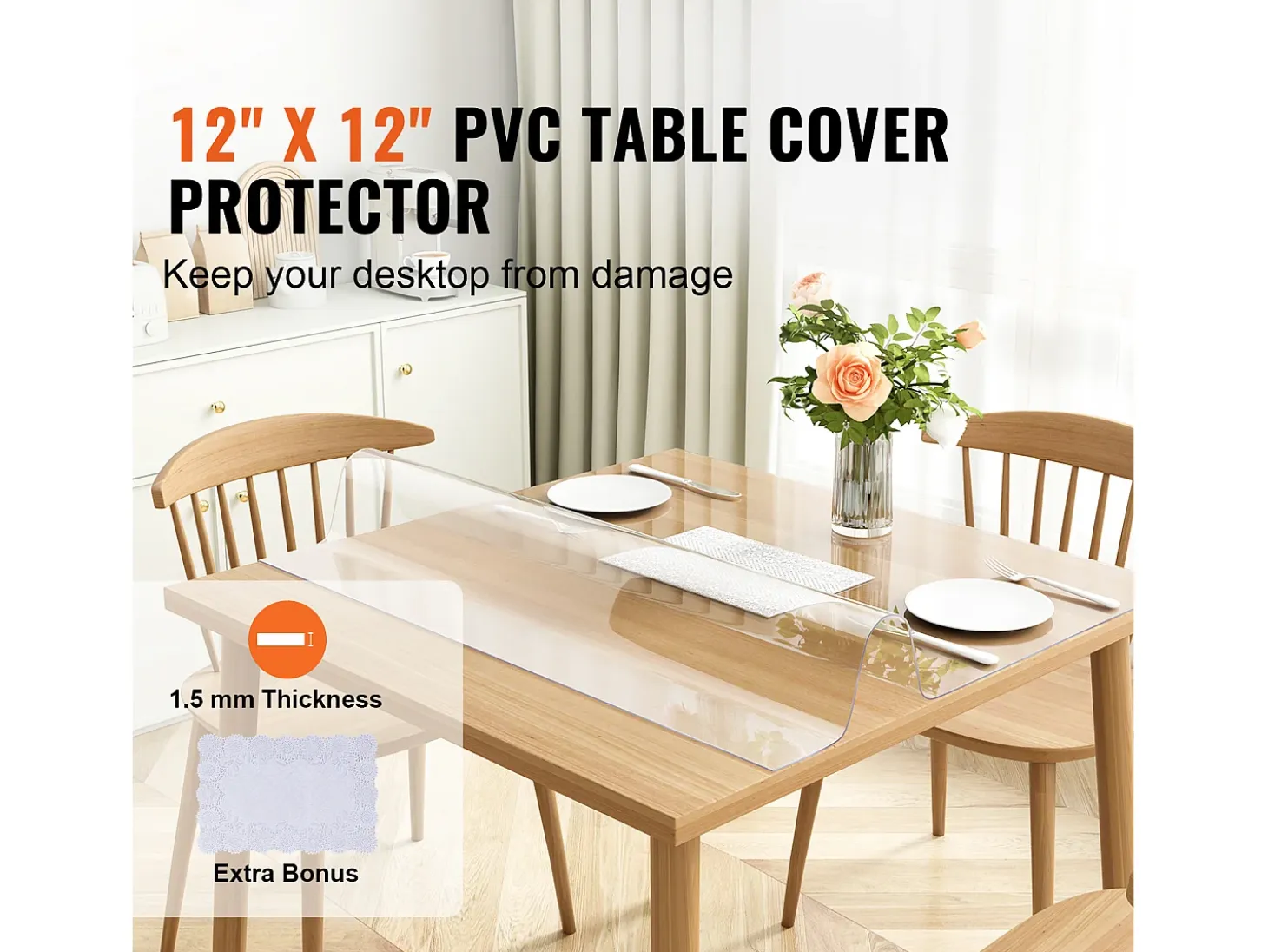 Mantel SucceBuy Protetor de Mesa em PVC 30 X 30 CM, Protetor de Escritório em Plástico Transparente 0.15CM de Espessura