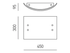 Michela grande plafon 45x30cm branco brilhante 2XE27, vidro curvo com base cromada, IP20, max 2x52W, candeeiro de teto elegante