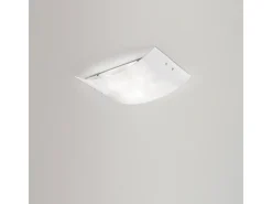 Michela pequena luminária de teto 32x21cm branco brilhante 2XE27, vidro curvo com base cromada, IP20, max 2x42W, luminária de teto elegante