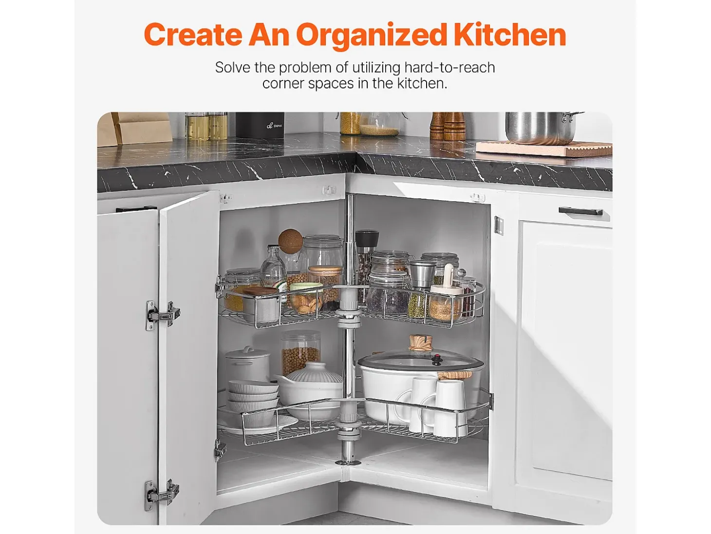 Organizador de Cantor SucceBuy em Forma de L, 71 cm, Transforme o Espaço de Arrumação da Cozinha