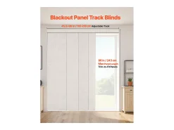 Persiana de Painéis SucceBuy em Trilho Extensível, 116-218 cm de Largura, Painel Japonês Vertical Ajustável até 243 cm de Altura, Cinza Claro