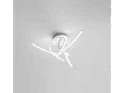 Plafon LED moderno Tosca 45W 2500lm luz quente 4000K, alumínio branco acetinado, difusor opala, IP20, design artístico