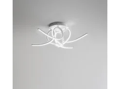 Plafon LED moderno Tosca P4 60W 3200lm luz quente 3000K, design escultural, alumínio branco acetinado, IP20, difusor opala
