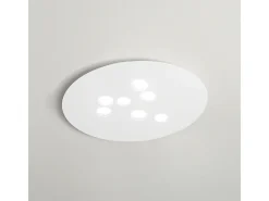 Plafon Luna em metal branco 72,5x60cm, 7 luzes GX53 max 7x8W, IP20, design redondo moderno, lâmpadas não incluídas