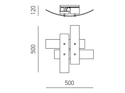 Plafon pequeno Lara em vidro branco com detalhes em folha prateada 50x50xm, 2 luzes E27, IP20, max 2x52W, estilo moderno, lâmpadas excluídas