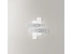 Plafon pequeno Lara em vidro branco com detalhes em folha prateada 50x50xm, 2 luzes E27, IP20, max 2x52W, estilo moderno, lâmpadas excluídas