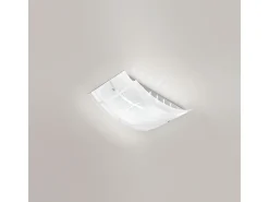Plafon pequeno Nereide 35x25cm em vidro acetinado serigrafado branco 2XE27, base cromada, design moderno, IP20, max 2x42W