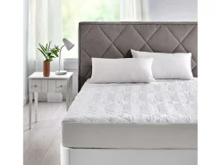 Protetor de colchão acolchoado de algodão antialérgico 135x196 cm branco