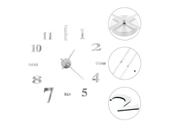 Relógio de parede 3D com design moderno 100 cm XXL prateado PT914398