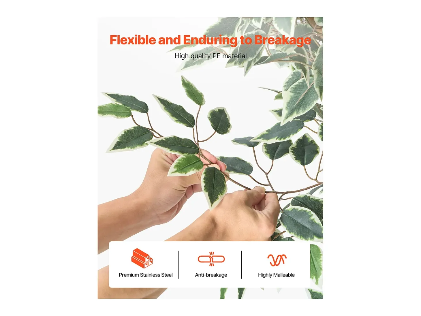 Árvores Artificiais SucceBuy Ficus Artificial de 180 cm com Vaso Preto, Planta Artificial Grande com Tronco de Madeira Natural e Folhagem Verde Realista