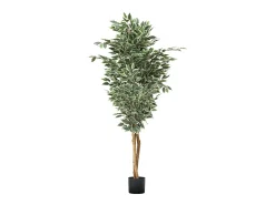 Árvores Artificiais SucceBuy Ficus Artificial de 180 cm com Vaso Preto, Planta Artificial Grande com Tronco de Madeira Natural e Folhagem Verde Realista