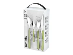 Talheres 24 peças Eclat Pastel Verde - Conjunto Moderno em Aço Inoxidável com Cabo Verde Pastel