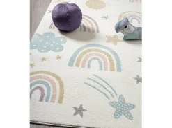 TapetBeat Kids Moderno Macio Infantil - Creme - 120 cm Redondo
