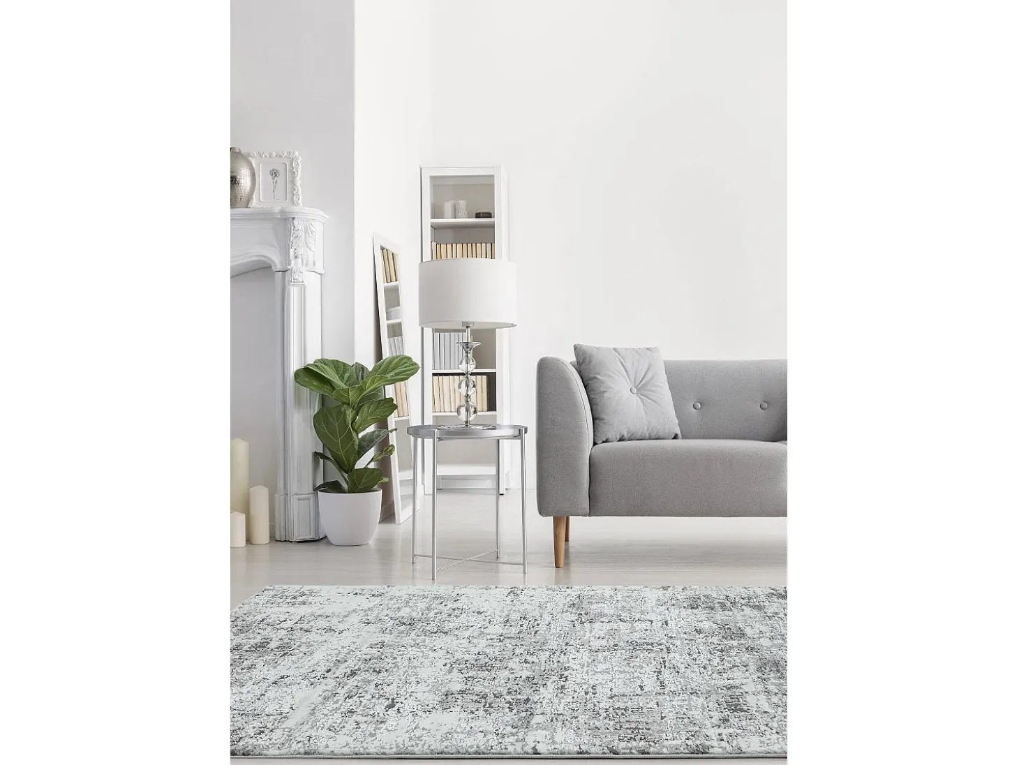 Tapete abstrato - 200x290cm - cinza, branco - Orion Abstract Silver