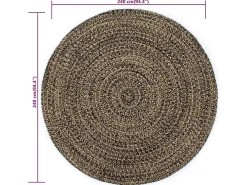 Tapete artesanal em juta 240 cm preto e castanho PT272247