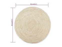 Tapete artesanal em juta branco e natural 90 cm PT779000