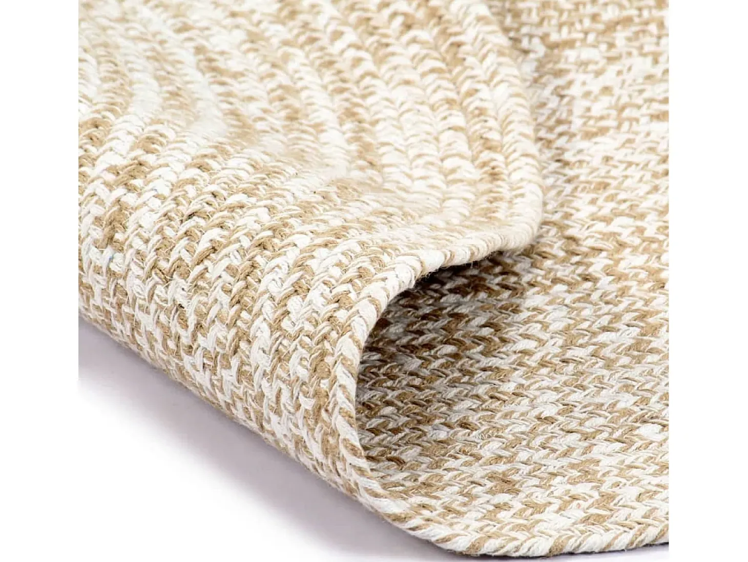 Tapete artesanal em juta branco e natural 90 cm PT779000