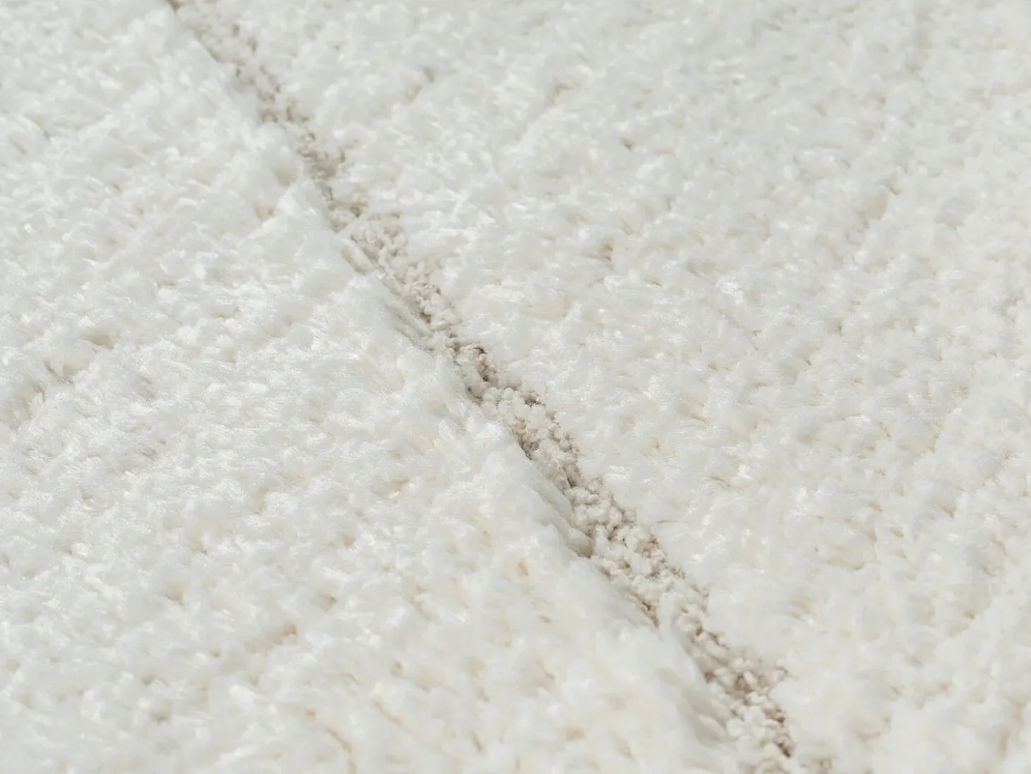 Tapete Bahar Shaggy padrão triângulo, creme, 120 cm redondo