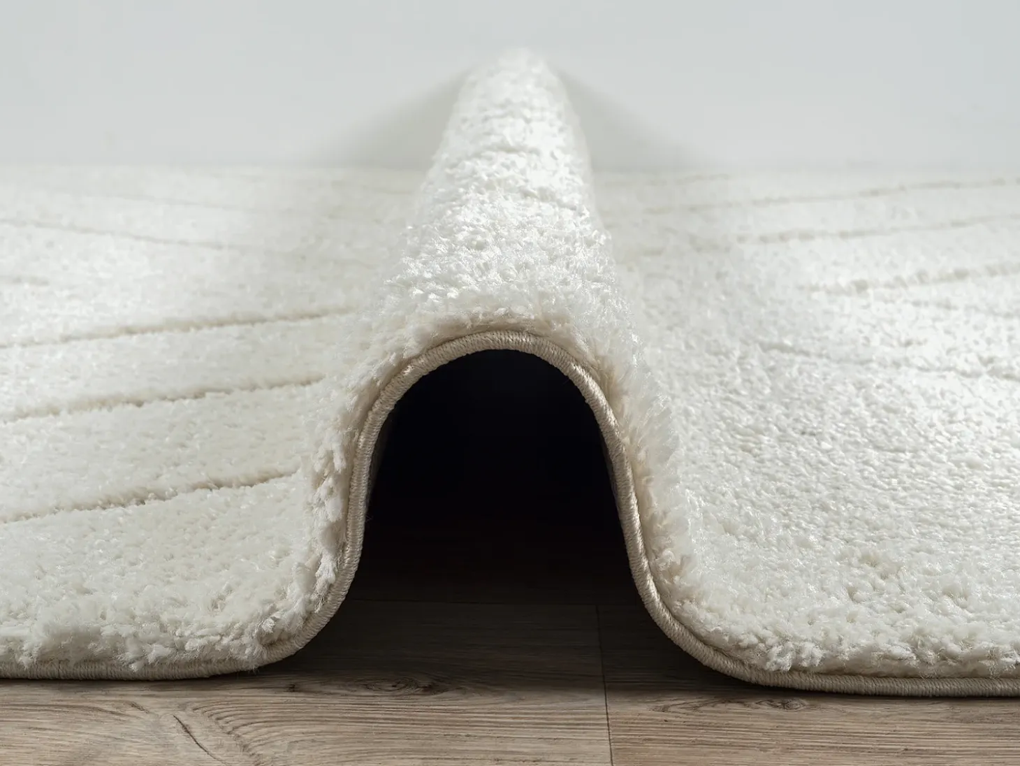 Tapete Bahar Shaggy padrão triângulo, creme, 120 cm redondo