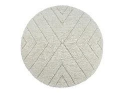 Tapete Bahar Shaggy padrão triângulo, creme, 120 cm redondo