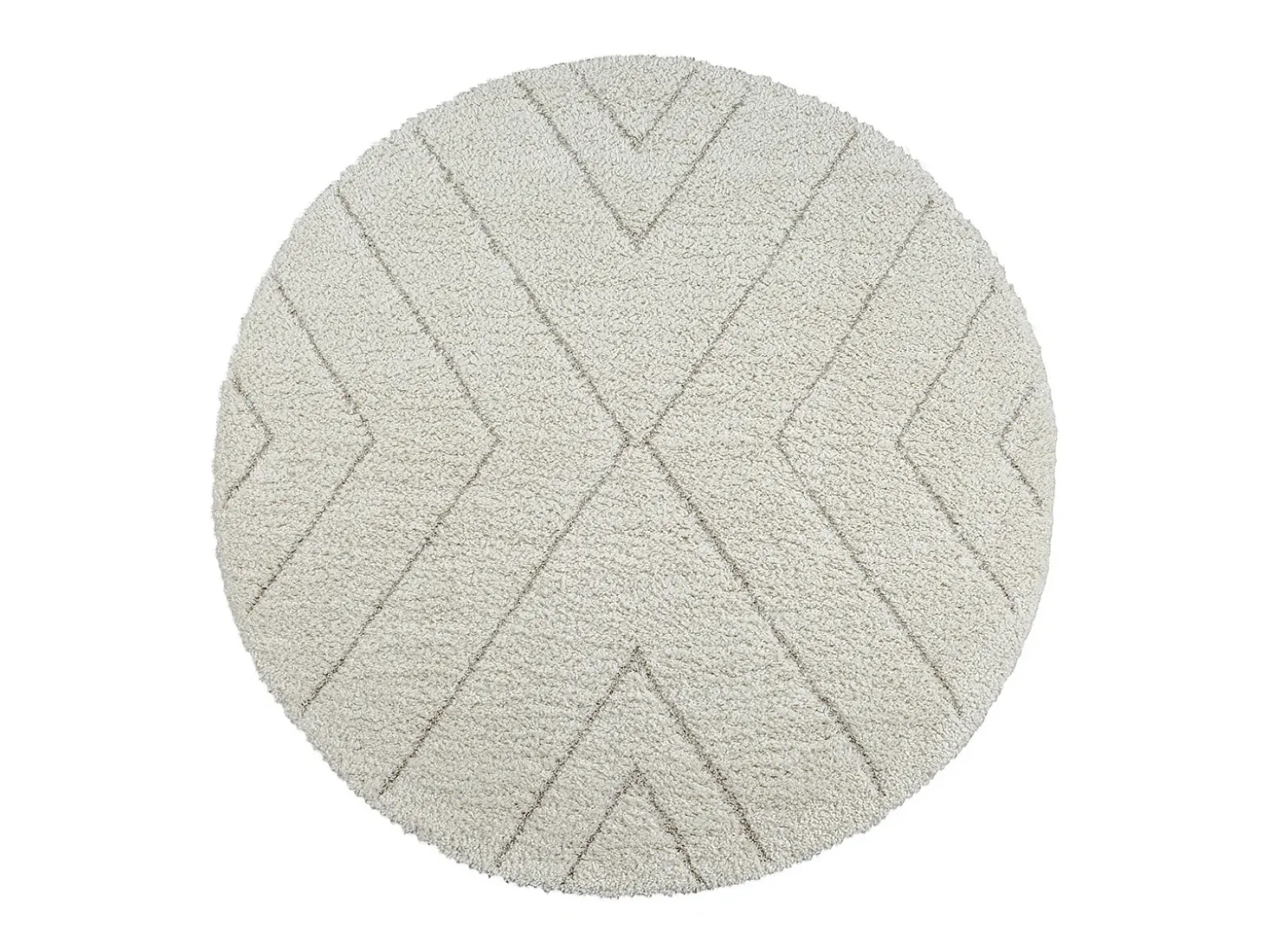 Tapete Bahar Shaggy padrão triângulo, creme, 120 cm redondo