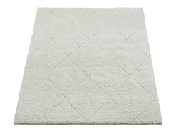 Tapete Bahar Shaggy padrão losango, creme, 200 x 290 cm